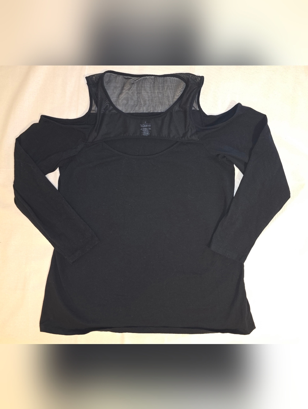 Torrid Size 3 Black Cold-Shoulder Mesh Yoke Top